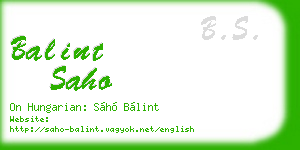 balint saho business card